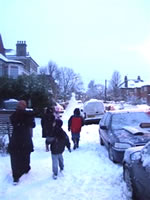 Snow man in Acton