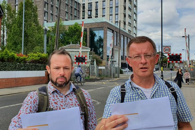 Cllrs Gary Malcolm and Andrew Steed close to the site of the development 