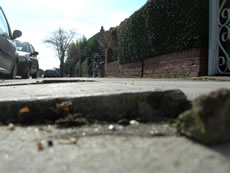 Close up of uneven paving stone