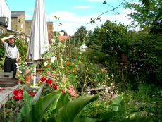 Sandy Stagg in her garden