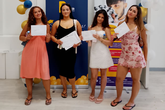 Bolder Academy sixth formers with their result letters 
