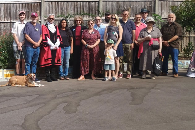Local volunteers and councillors at the unveiling