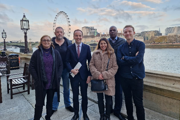 James Murray MP and the Protect the Black Horse group outside parliament this December