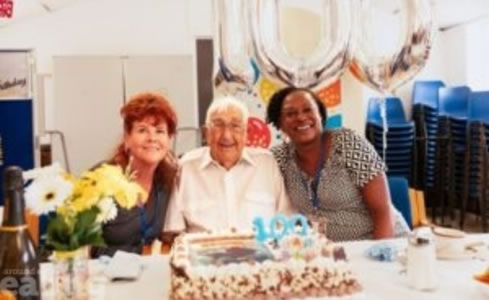 Charlie with day centre managers, Jan and Carolyn