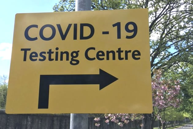 Covid testing centre sign