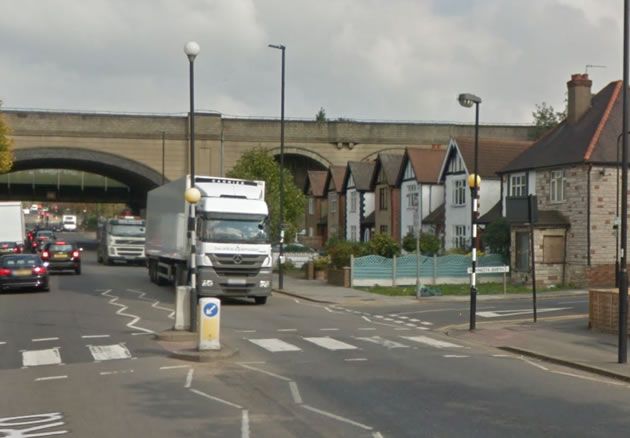 Greenford Rd junction with Bennetts Ave. Lorry pictured not involved in collision