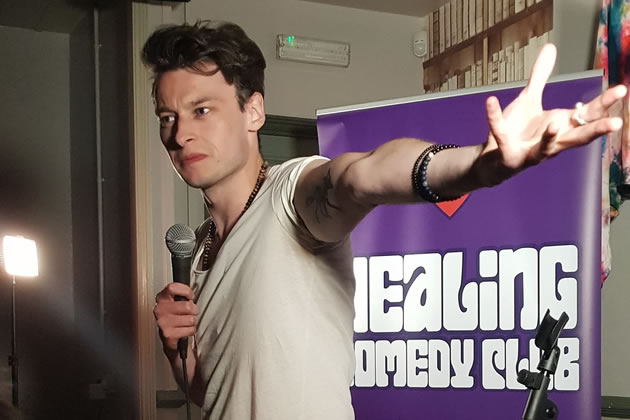 Kevin O'Connell at an earlier Healing Comedy Club event 