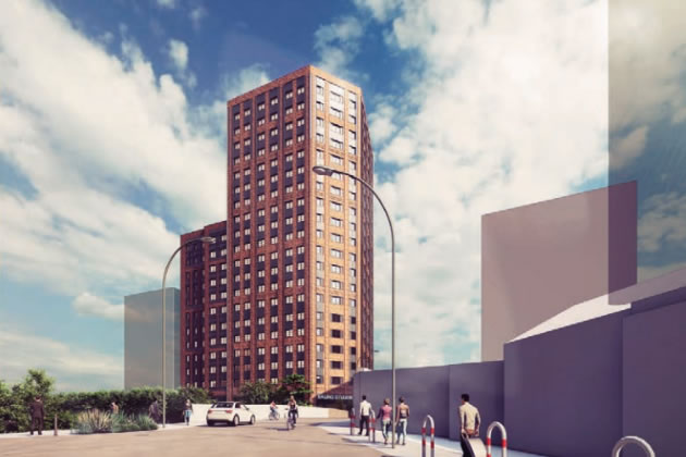 A visualisation of the student accomodation tower from a document submitted with the planning application