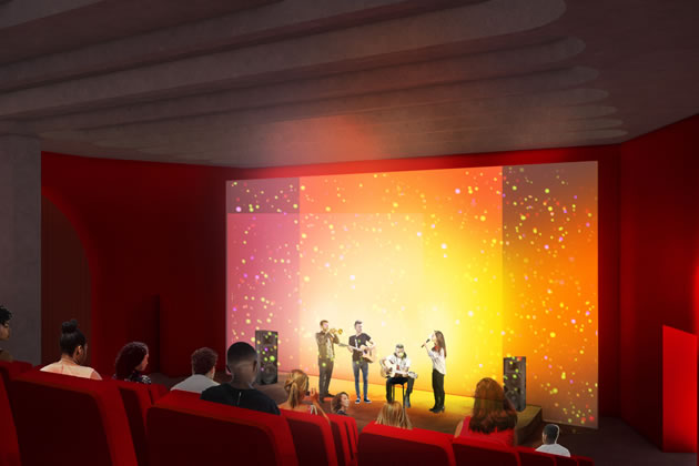Venue with hold live-music events as well as screening films