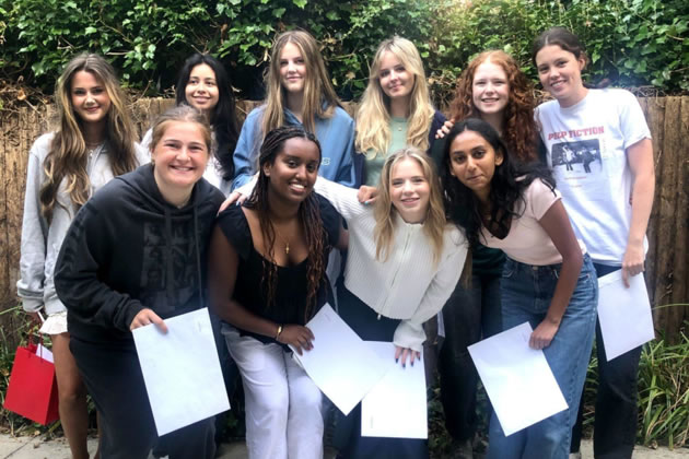 Notting Hill and Ealing High School students with their results