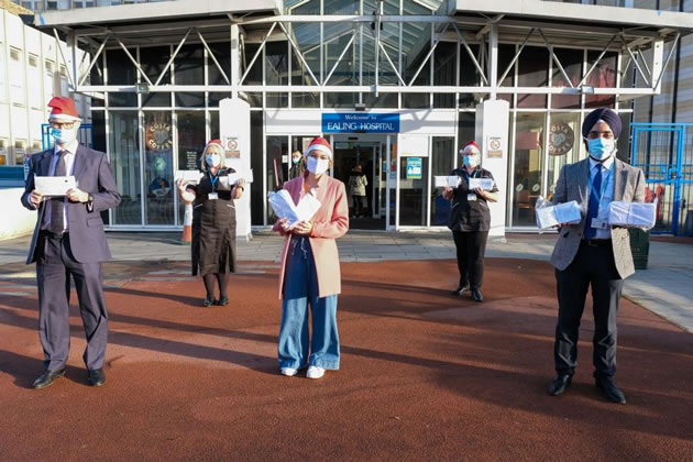 Ealing Hospital staff with their letters of support 