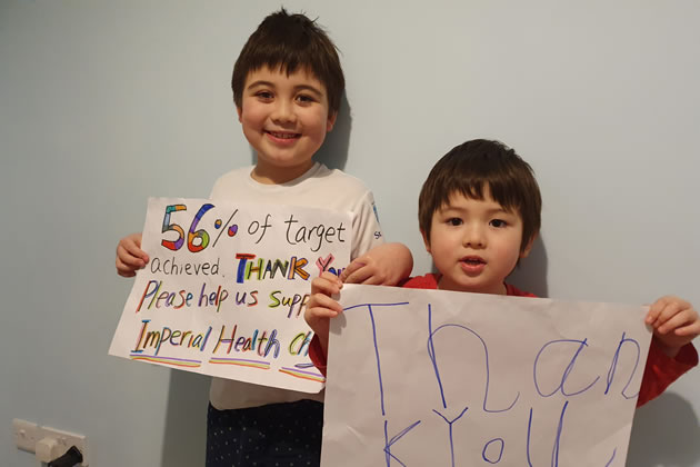 Rio (eight) and Noah (four) raising funds for the NHS 