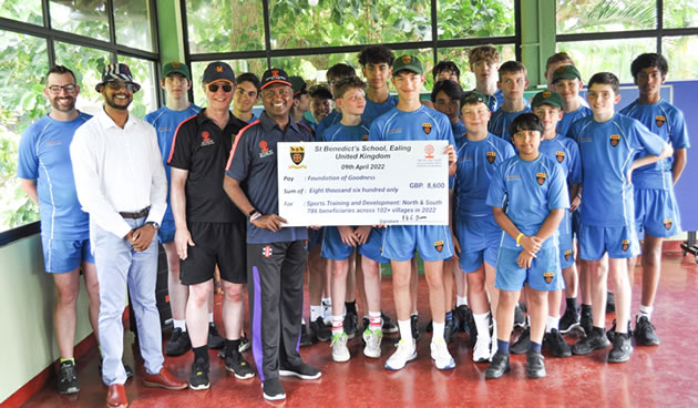 St Benedict's presents a donation to the Foundation of Goodness charity. Picture: St Benedict's School 