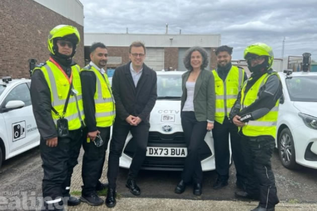 Cllrs Mason and Costigan with members of the new enforcement team 