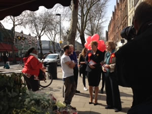 Meeting the flower-seller outside Marks & Spencer