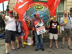 Striking RMT members at Paddington