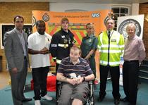 Cllr Mahfouz with speakers from the Safe Drive Stay Alive roadshow.