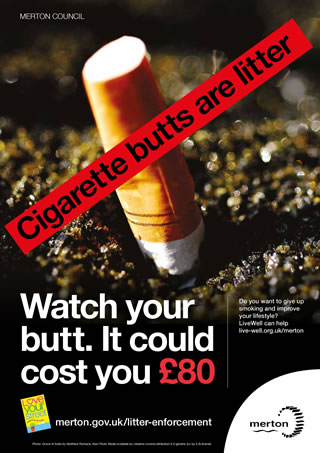 Merton cigarette butt poster